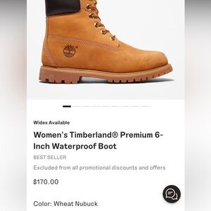 Women's Timberland® Premium 6-Inch Waterproof Boot Wheat Nubuck